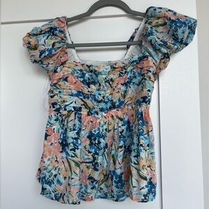 Abercrombie Drama Puff Sleeve Pleated Top